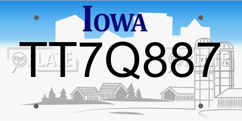 TT7Q887 Iowa License Plate