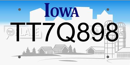 TT7Q898 Iowa License Plate