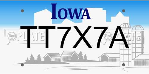 TT7X7A Iowa License Plate