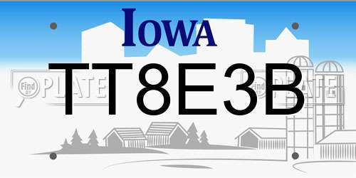 TT8E3B Iowa License Plate