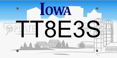 TT8E3S Iowa License Plate