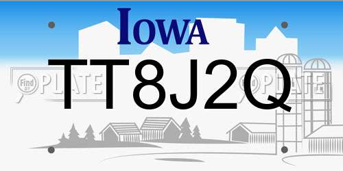 TT8J2Q Iowa License Plate