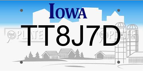 TT8J7D Iowa License Plate