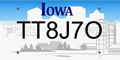 TT8J7O Iowa License Plate