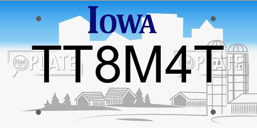 TT8M4T Iowa License Plate