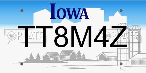 TT8M4Z Iowa License Plate