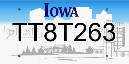 TT8T263 Iowa License Plate
