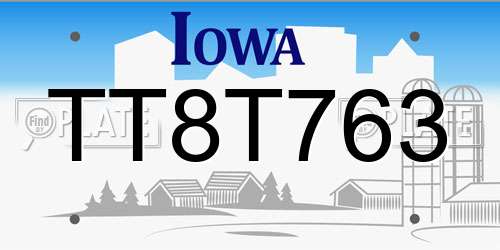 TT8T763 Iowa License Plate