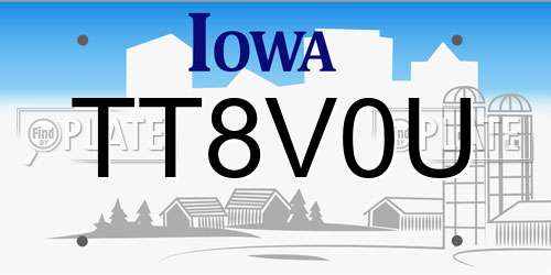 TT8V0U Iowa License Plate