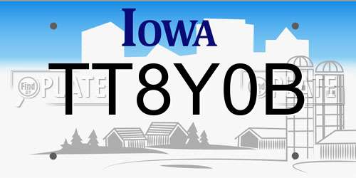 TT8Y0B Iowa License Plate