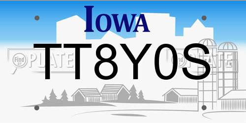 TT8Y0S Iowa License Plate