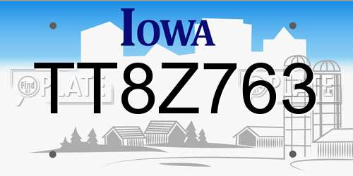 TT8Z763 Iowa License Plate