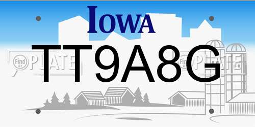 TT9A8G Iowa License Plate
