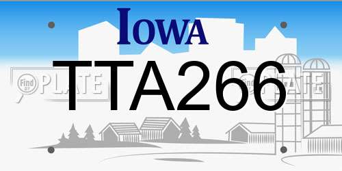 TTA266 Iowa License Plate