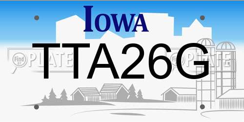 TTA26G Iowa License Plate