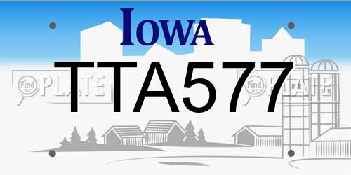 TTA577 Iowa License Plate