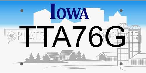TTA76G Iowa License Plate