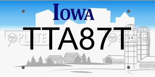 TTA87T Iowa License Plate