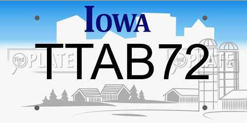 TTAB72 Iowa License Plate