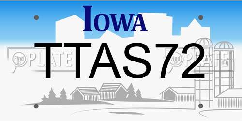 TTAS72 Iowa License Plate