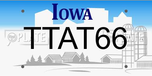 TTAT66 Iowa License Plate