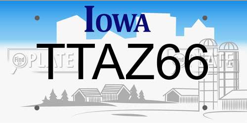 TTAZ66 Iowa License Plate