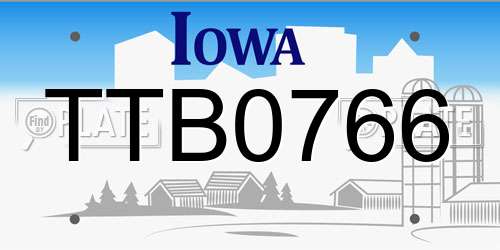 TTB0766 Iowa License Plate