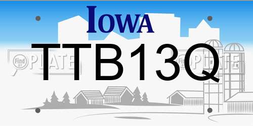 TTB13Q Iowa License Plate