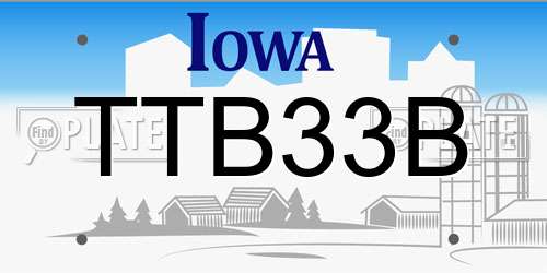 TTB33B Iowa License Plate
