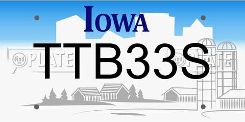 TTB33S Iowa License Plate