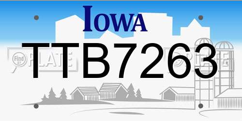 TTB7263 Iowa License Plate