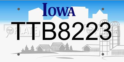 TTB8223 Iowa License Plate