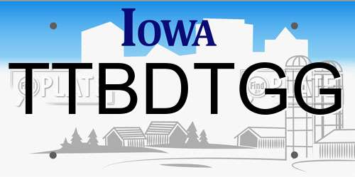 TTBDTGG Iowa License Plate