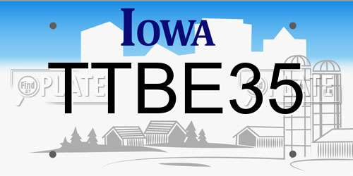 TTBE35 Iowa License Plate