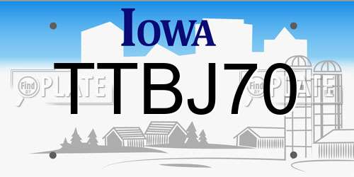 TTBJ70 Iowa License Plate