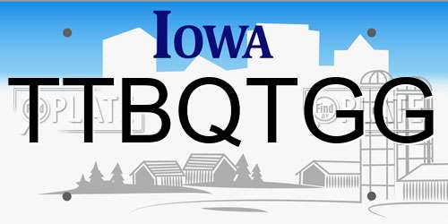 TTBQTGG Iowa License Plate