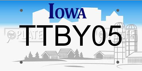 TTBY05 Iowa License Plate