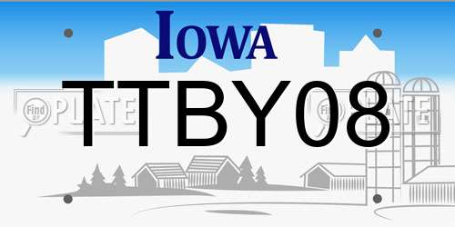 TTBY08 Iowa License Plate