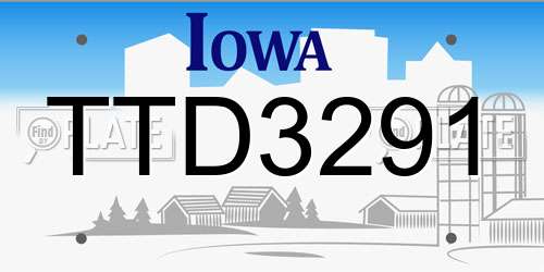 TTD3291 Iowa License Plate