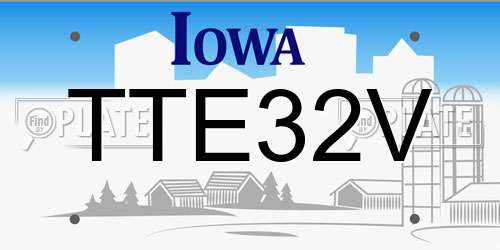 TTE32V Iowa License Plate