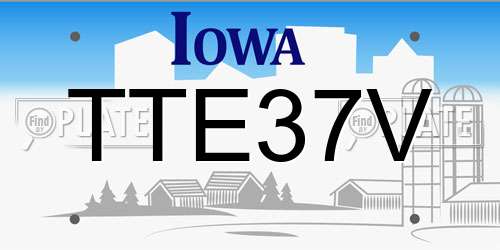 TTE37V Iowa License Plate
