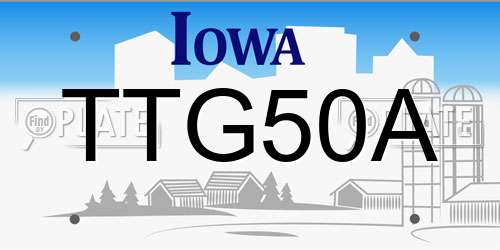 TTG50A Iowa License Plate