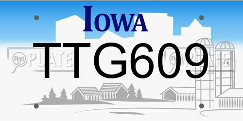 TTG609 Iowa License Plate
