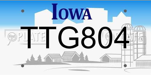 TTG804 Iowa License Plate