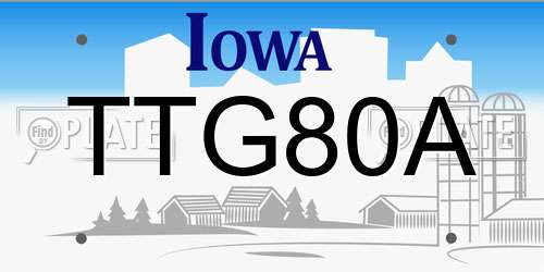 TTG80A Iowa License Plate