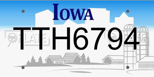 TTH6794 Iowa License Plate