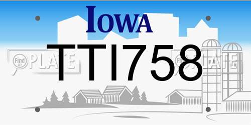TTI758 Iowa License Plate