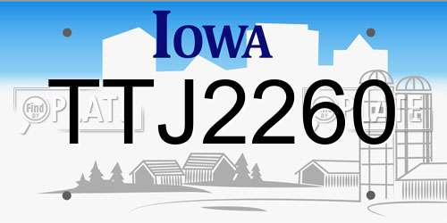 TTJ2260 Iowa License Plate