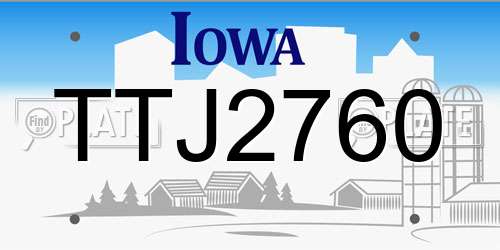 TTJ2760 Iowa License Plate