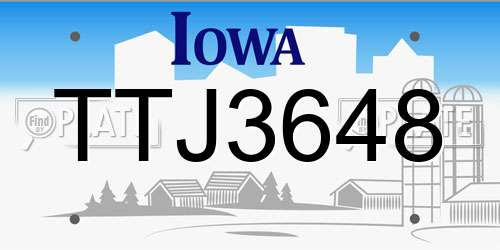 TTJ3648 Iowa License Plate